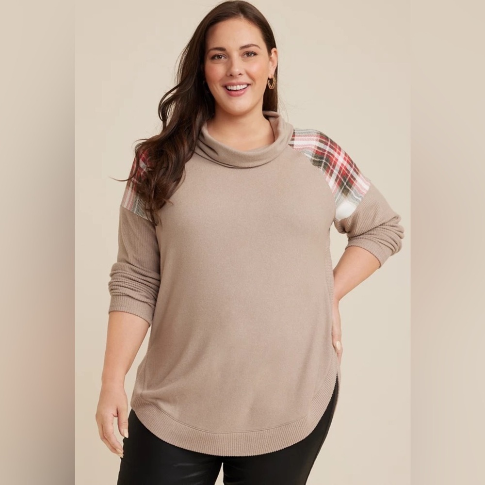 Maurices Haven Cowl Neck Lightweight Sweater Womens 4X Cute‎ Plaid Comfy 2811